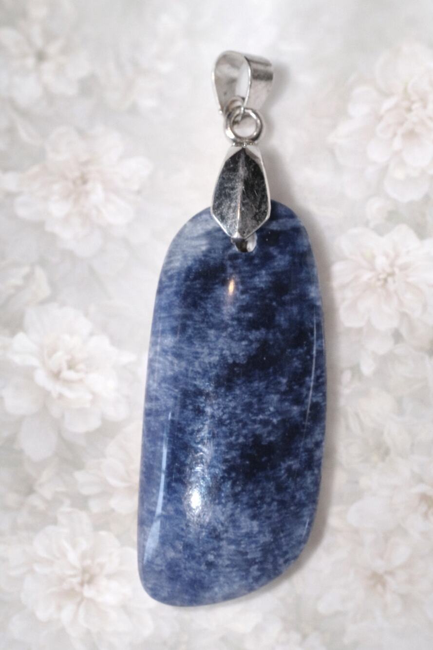 Blue Sodalite Gemstone Pendant with Silver Bail